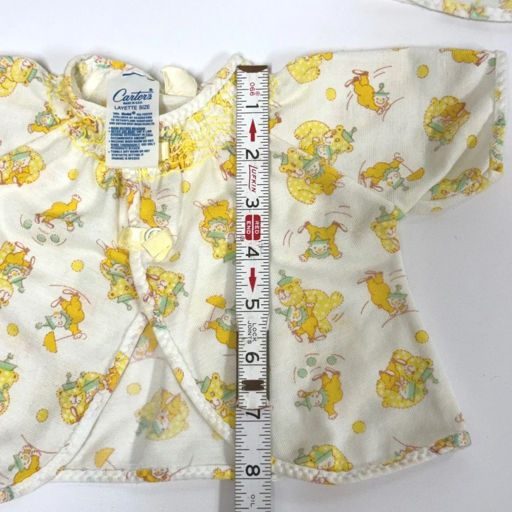 Vintage Carters Baby Shirts Lot 3 Yellow Circus Print Smocked Layette USA Made